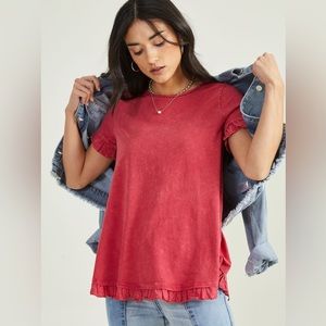 Altar’d State Wren Ruffle Tee Size XS Color Ski patrol
